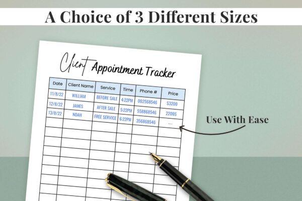 Editable client appointment tracker