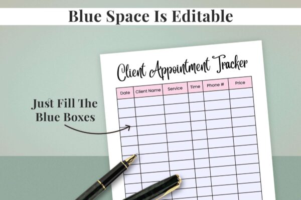 Editable client appointment tracker