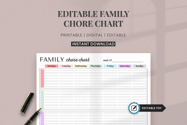 Editable Family Chore Chart Feature Images 6 Editable family chore chart
