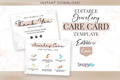 printable jewelry care card
