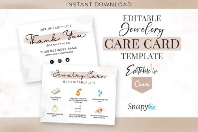 printable jewelry care card