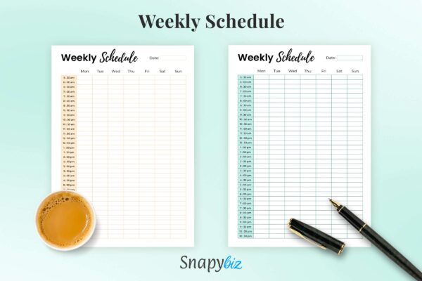 Half Hour Weekly Schedule Feature Image 6 Editable half hour weekly schedule