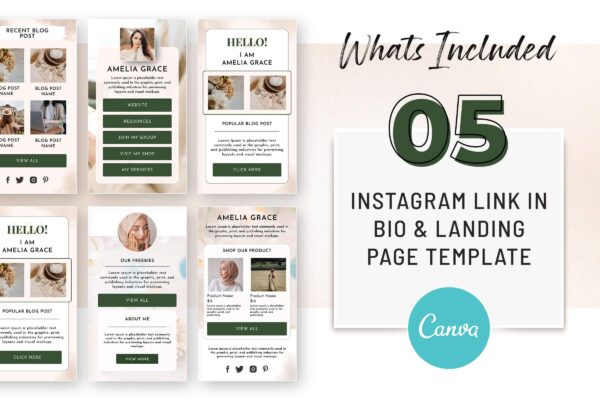 Instagram Link In Bio And Landing Page Template 7 Link in bio template | canva link in bio
