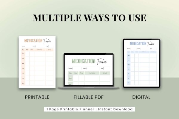 Printable medication tracker