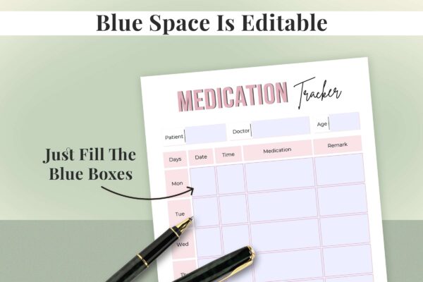 Printable medication tracker