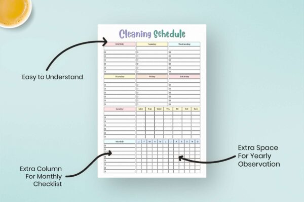 One Page Cleaning Schedule Printable Feature Image 1 Editable cleaning schedule printable