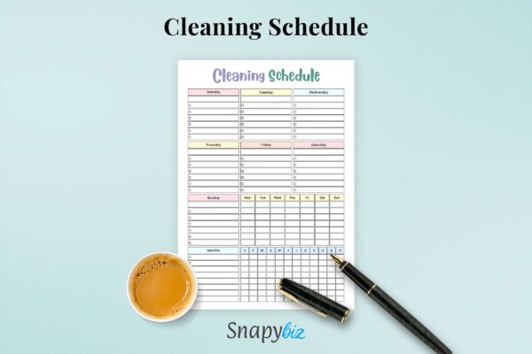 One Page Cleaning Schedule Printable Feature Image 6 Editable cleaning schedule printable
