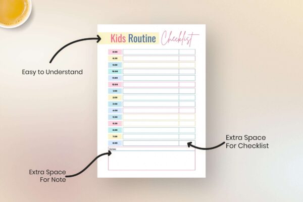 Editable kids daily routine checklist