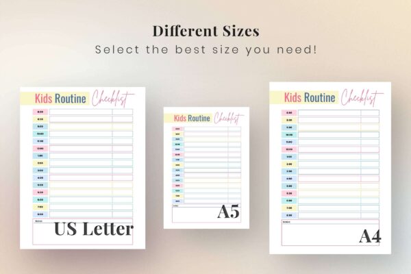 Editable kids daily routine checklist