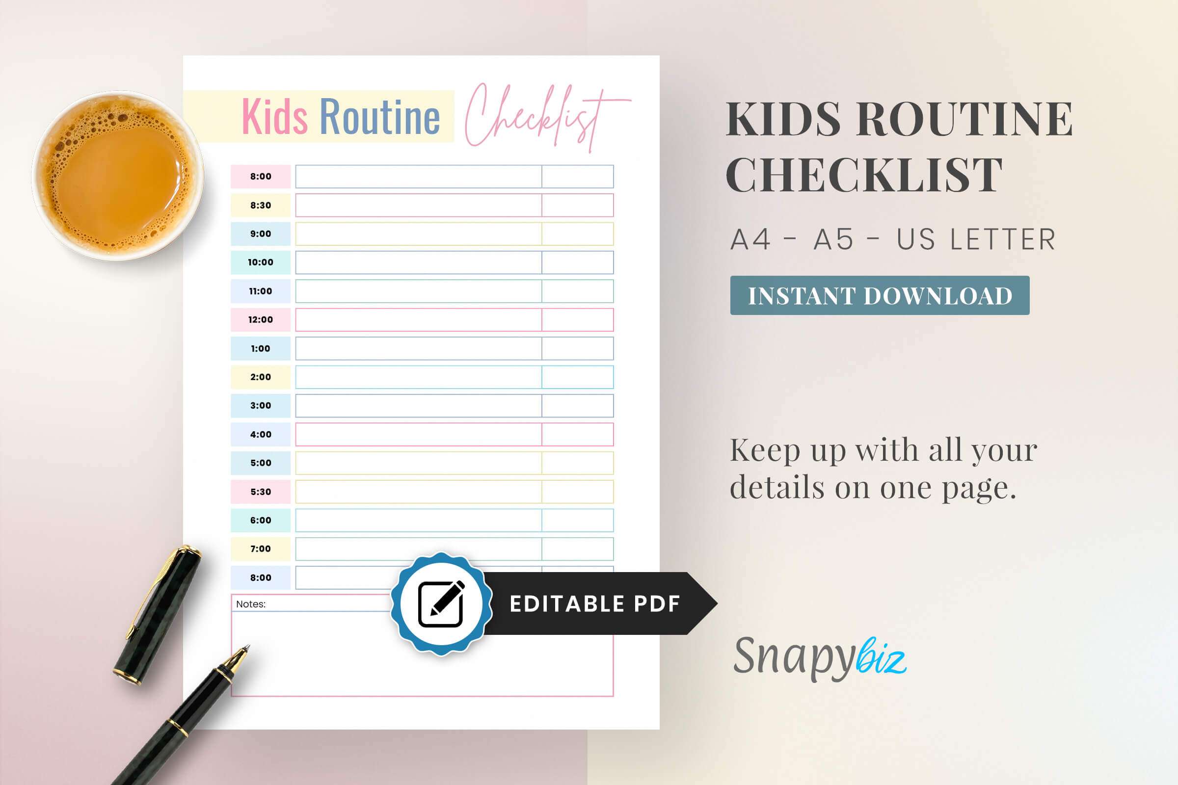 Editable Kids Daily Routine Checklist Editable Kids Daily Routine Checklist