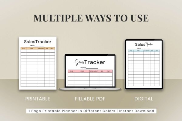 Printable sales tracker