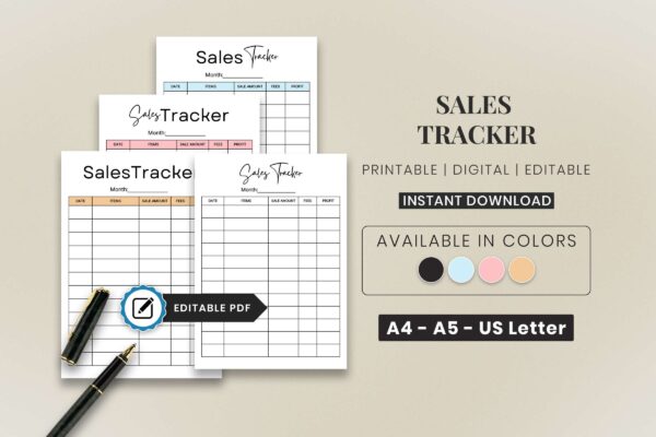 Printable sales tracker