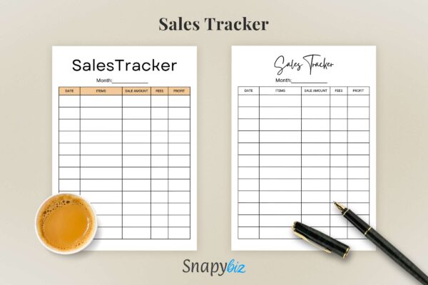 Printable sales tracker