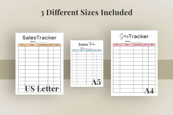 Printable sales tracker