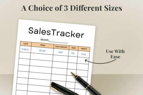 Printable sales tracker