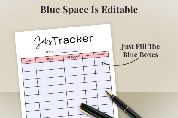 Printable sales tracker