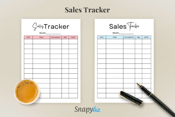 Printable sales tracker