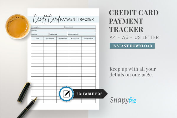 Credit Card Payment Tracker Printable