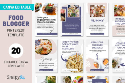 20 food blogger pinterest canva pins template