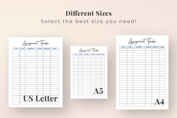 Assignment tracker sheet