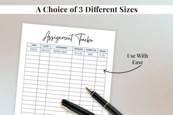 Assignment tracker sheet
