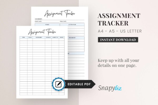 Assignment tracker sheet