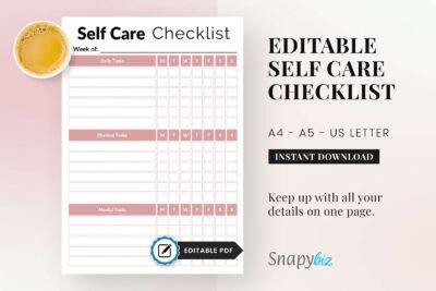 free self care printable