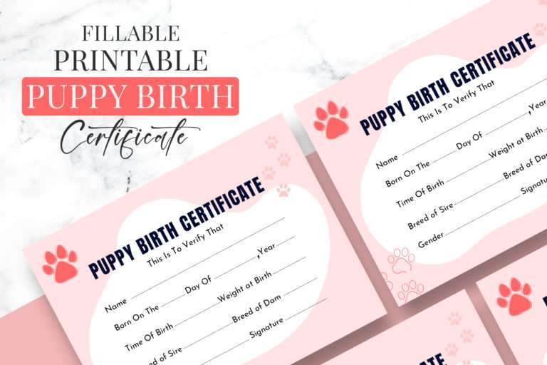 Printable Puppy Birth Certificate