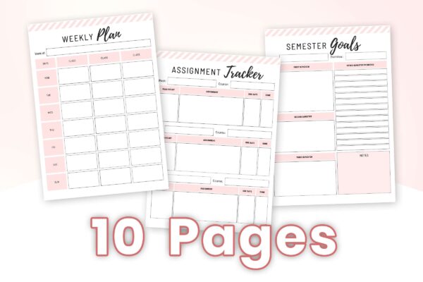 College Planner Pink 2 College student weekly planner