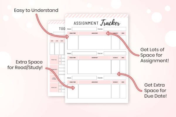 College Planner Pink 8 College student weekly planner