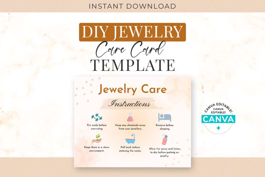 editable jewelry care card template