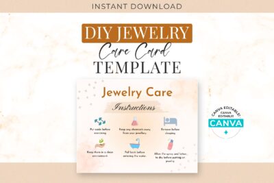 editable jewelry care card template