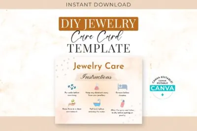 editable jewelry care card template