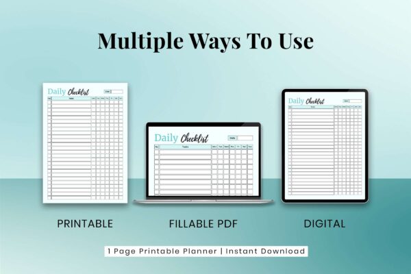 Printable daily checklist