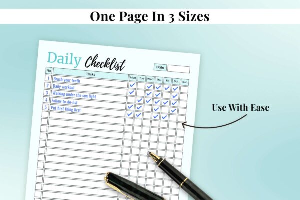 Printable daily checklist