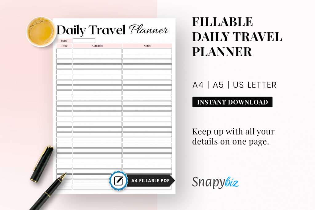 daily road trip printable planner