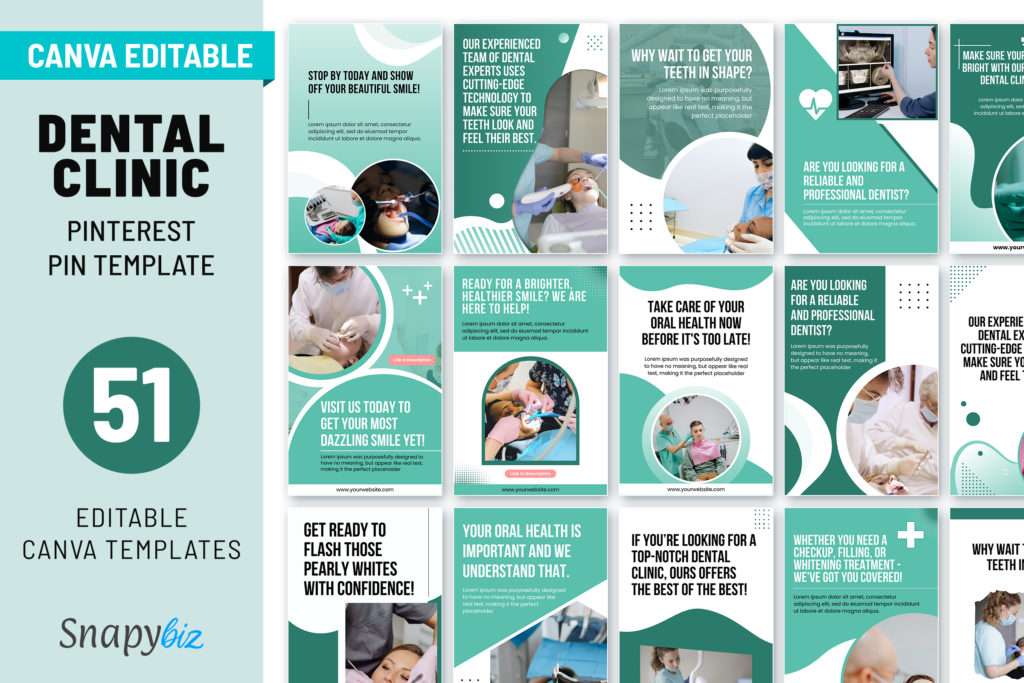 dental clinic pinterest canva pins template