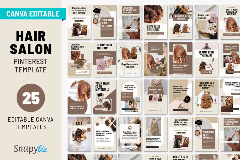 hair salon pinterest canva pins templates