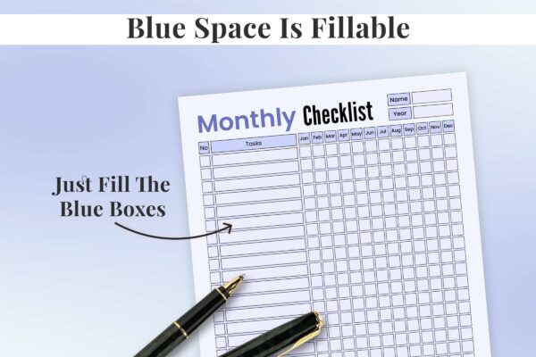 Monthly checklist printable planner pdf