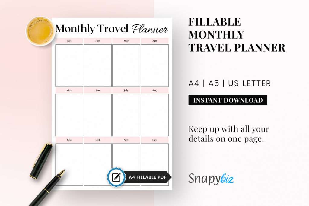 monthly travel planner pdf