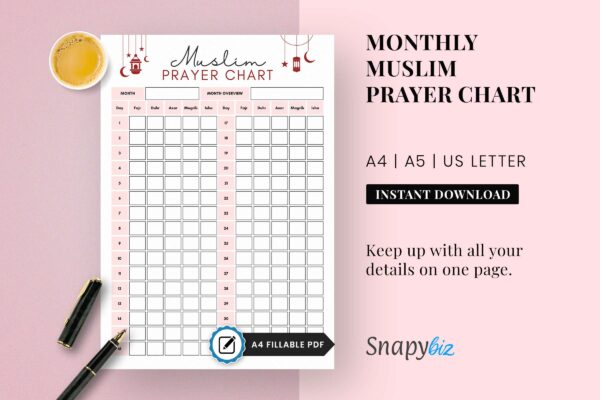Muslim Prayer Chart Feature Image 1 Salah tracker | ramadan planner pdf