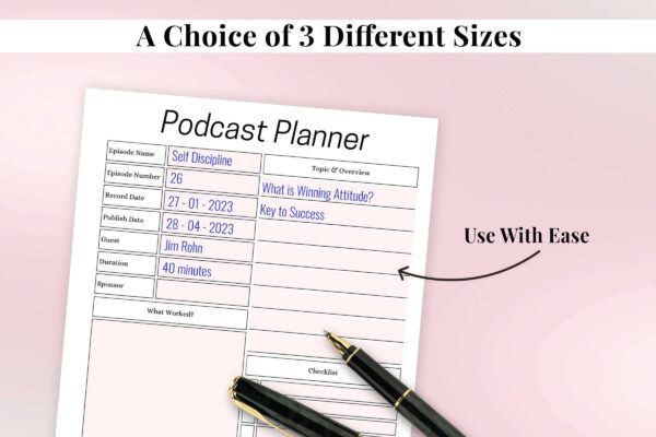 Printable Podcast Content Planner 10 Podcast content management planner