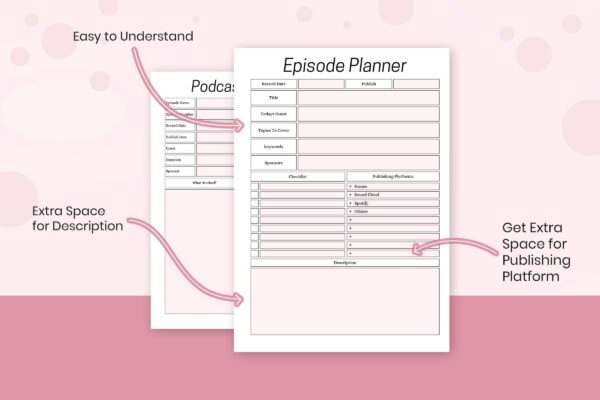 Printable Podcast Content Planner 5 Podcast content management planner