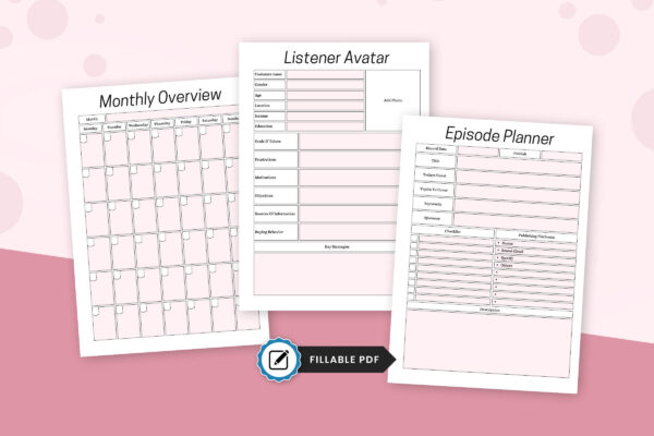 Printable Podcast Content Planner 6 Podcast content management planner