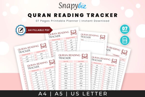 Printable quran reading tracker