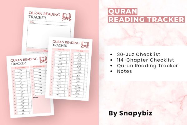 Printable quran reading tracker