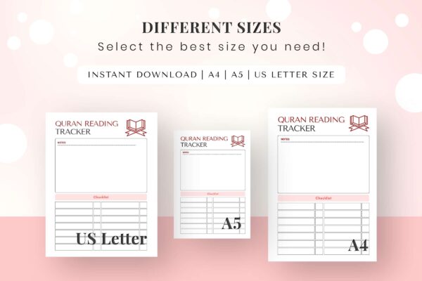 Printable quran reading tracker