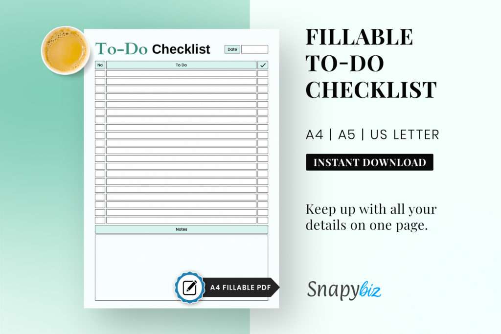to do checklist printable planner pdf