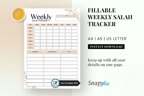 Weekly salah tracker