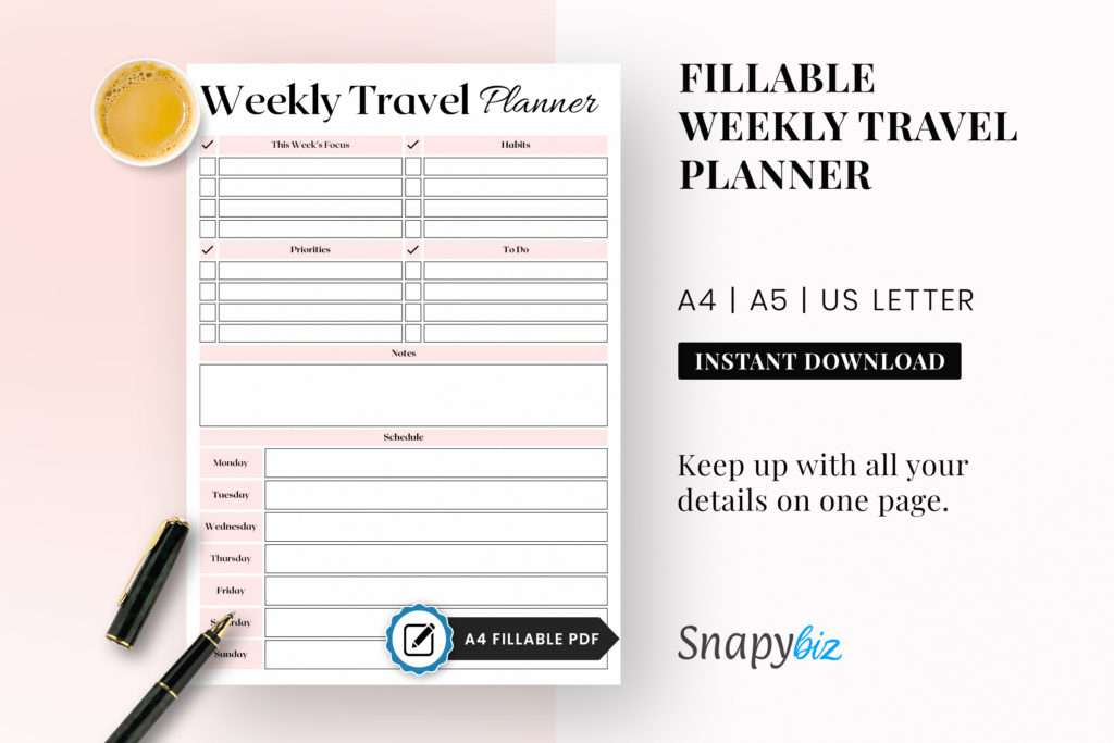 weekly travel printable planner